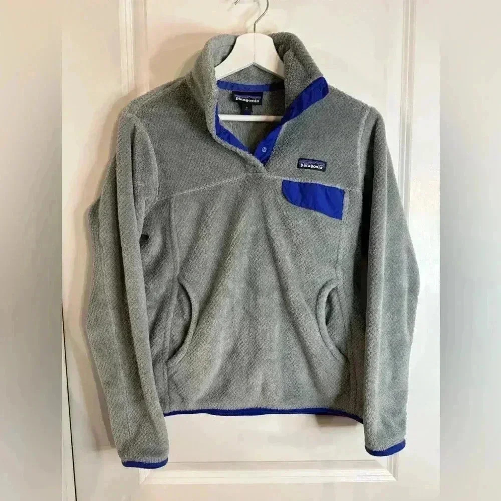 Patagonia Women’s Tailor Grey & Harvest Mood Blue Re-Tool Snap Pullover - Size S